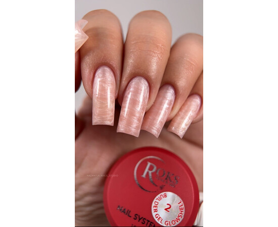 Изображение 3 Моделирующий гель для ногтей перламутровый Roks Builder Gel Glowshell №2, 15 мл, Объем (мл, г): 15, Цвет: 02