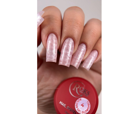 Изображение 3 Моделирующий гель для ногтей перламутровый Roks Builder Gel Glowshell №4, 30 мл, Объем (мл, г): 30, Цвет: 04