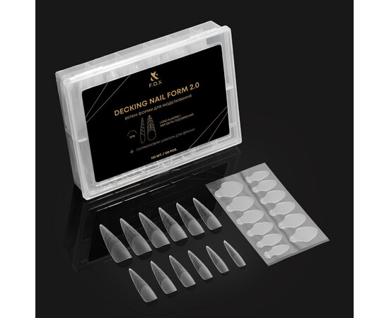 Зображення 2 Верхні форми для моделювання F.O.X Decking Nail form 2.0 Подовжений Мигдаль, 120 шт