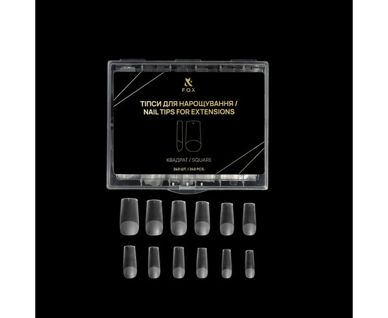 Зображення 2 Тіпси для нарощування F.O.X Nail Tips for extensions Квадрат, 240 шт