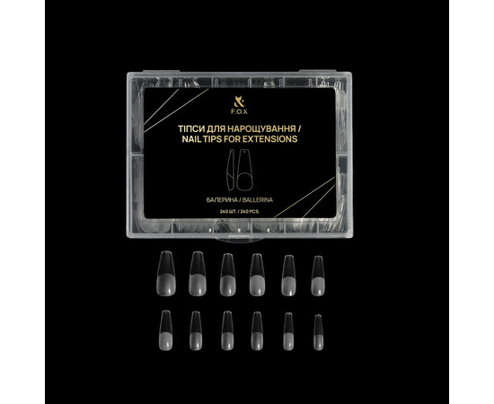 Зображення 2 Тіпси для нарощування F.O.X Nail Tips for extensions Балерина, 240 шт