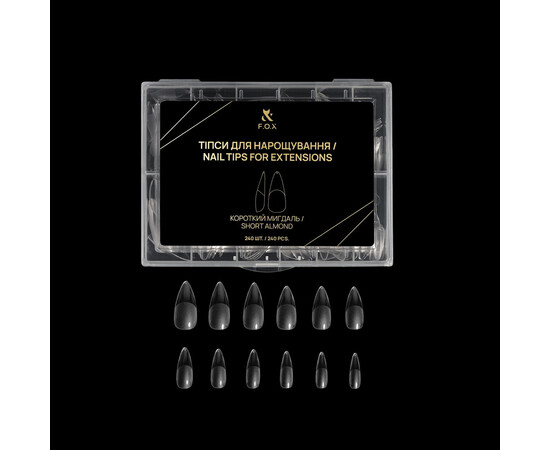 Изображение 2 Типсы для наращивания FOX Nail Tips for extensions Короткий миндаль, 240 шт