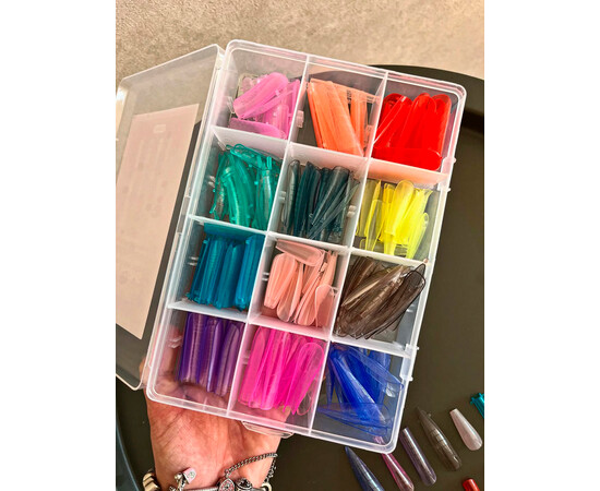 Зображення 2 Верхні форми для нарощування нігтів MIX Кольорові 12 форм, 288 шт