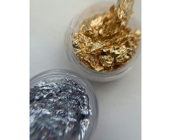 Зображення 4 Набір жатой фольги для манікюру 12 шт, золото-срібло-бронза