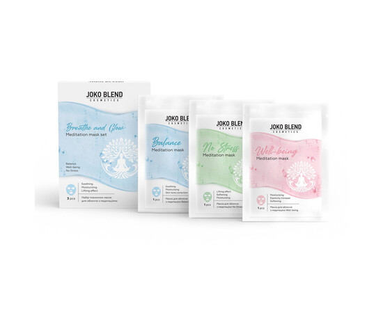 Зображення 3 Набір тканинних масок для обличчя з медитаціями Joko Blend Breathe and Glow, 3x20 мл