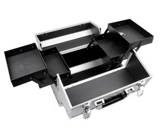 Изображение 3 Кейс-чемодан для мастера маникюра, визажиста металлический корпус в ромб, серебряный