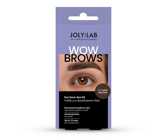 Зображення 2 Набір для фарбування брів Joly:Lab Wow Brows 3.7 Dark Brown темно-коричневий, 15 мл + 15 мл