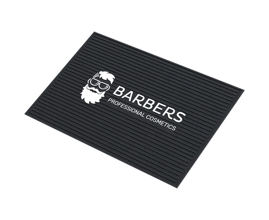 Зображення 3 Професійний термостійкий килимок для перукарських інструментів Barbers силіконовий, 45х30 см чорний 
