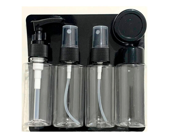 Зображення 3 Дорожній набір ємностей для косметики та парфумерії №2422, 5 предметів, чорний