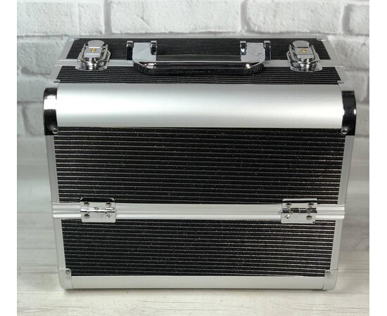 Зображення 2 Кейс-валіза для мастера маникюра, визажиста металевий корпус в лінію, чорний