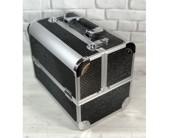 Зображення 3 Кейс-валіза для мастера маникюра, визажиста металевий корпус в лінію, чорний