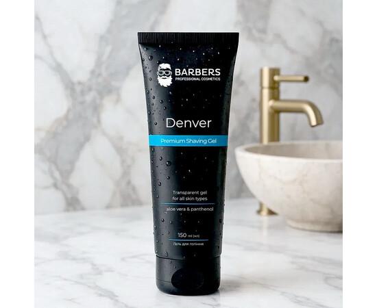 Зображення 2 Гель для гоління Barbers Denver Premium Shaving Gel з екстрактом алое та пантенолом, 150 мл, Об'єм (мл, г): 150