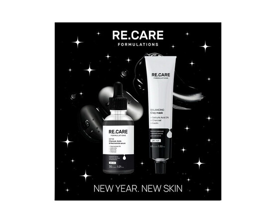 Зображення 2 Набір новорічний для догляду за обличчям Recare New Year. New Skin Сироватка-детокс, 30 мл + Балансувальна глиняна маска, 45 мл 