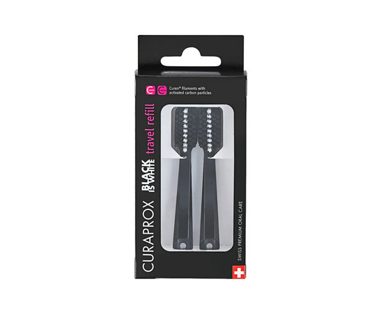Изображение 2 Дорожный набор запасных насадок для щетки Curaprox Black is White Travel Refill черный, 2 шт.