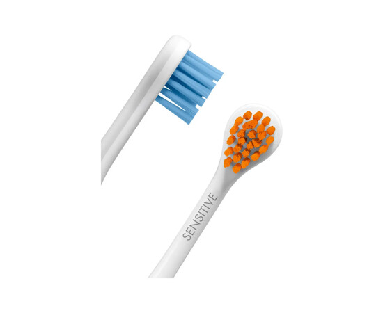 Зображення 2 Насадки Sensitive для звукової щітки Hydrosonic Ortho Curaprox, 2 шт блакитна, помаранчева, Колір: B-O