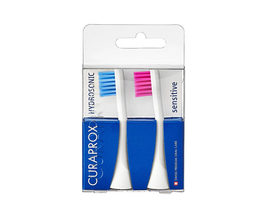 Изображение 3 Насадка Sensitive для звуковой щетки Hydrosonic Ortho Curaprox, 2 шт голубая, розовая, Цвет: B-P