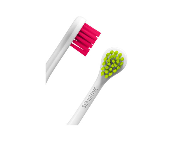 Зображення 2 Насадки Sensitive для звукової щітки Hydrosonic Ortho Curaprox, 2 шт пурпурна, зелена, Колір: M-G