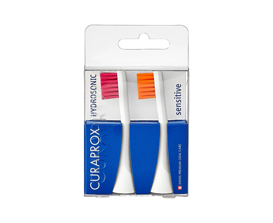 Изображение 3 Насадка Sensitive для звуковой щетки Hydrosonic Ortho Curaprox, 2 шт пурпурная, оранжевая, Цвет: M-O