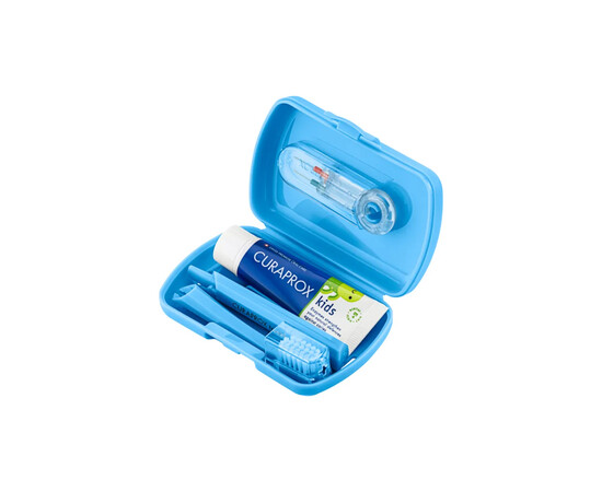Зображення 2 Набір дорожній дитячий для зубів Curaprox Travel Set Kids, блакитний, Колір: Blue