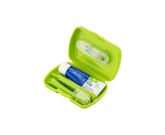 Изображение 2 Набор дорожный детский для зубов Curaprox Travel Set Kids, зеленый, Цвет: Green