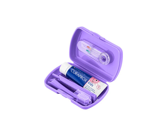 Изображение 2 Набор дорожный детский для зубов Curaprox Travel Set Kids, фиолетовый, Цвет: purple