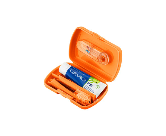 Зображення 2 Набір дорожній дитячий для зубів Curaprox Travel Set Kids, помаранчевий, Колір: Orange
