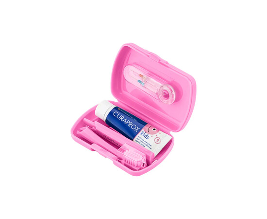 Зображення 2 Набір дорожній дитячий для зубів Curaprox Travel Set Kids, рожевий, Колір: Pink