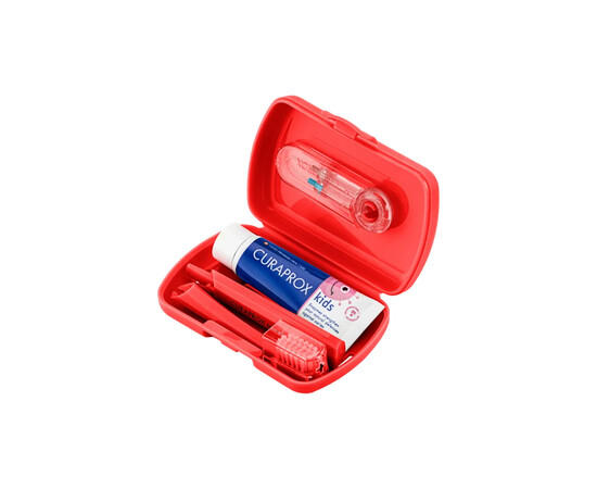 Зображення 2 Набір дорожній дитячий для зубів Curaprox Travel Set Kids, червоний, Колір: Red