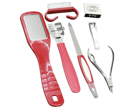 Изображение 2 Набор инструментов для маникюра, педикюра HR-B5 7в1, малиновый.