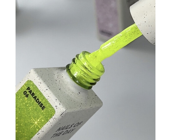 Зображення 2 Nails of the Day Gel polish Paradise 06 – неоново-зелений гель-лак для нігтів, що перекриває в один шар, 10 мл, Об'єм (мл, г): 10, Колір: 06