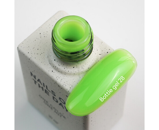 Изображение 2 Nails of the Day Bottle gel 28 – неоновый зеленый сверхпрочный гель для укрепления ногтей, 10 мл., Объем (мл, г): 10, Цвет: 28