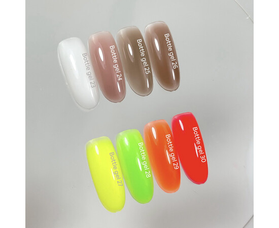 Изображение 3 Nails of the Day Bottle gel 29 – неоновый оранжевый сверхпрочный гель для укрепления ногтей, 10 мл., Объем (мл, г): 10, Цвет: 29