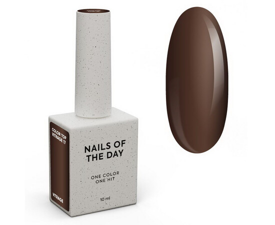 Зображення  Nails of the Day Color Top Vitrage 17 – напівпрозорий темний шоколад вітраж, 10 мл, Об'єм (мл, г): 10, Колір: 17