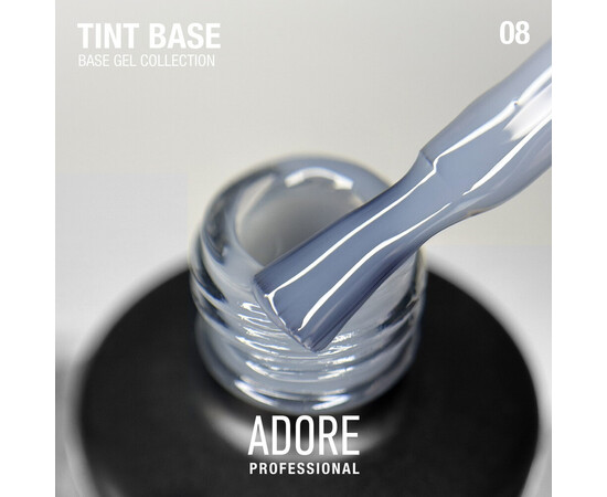 Зображення 5 Напівпрозора кольорова база Adore Tint Base 08 графітовий сірий, 15 мл, Об'єм (мл, г): 15, Колір: 08