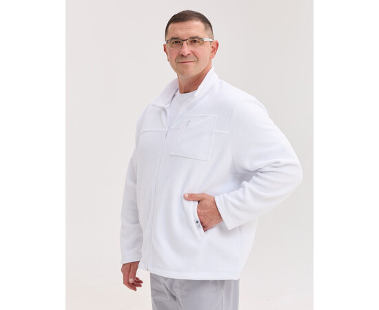 Изображение 2 Медицинская кофта мужская флисовая Финляндия белая +SIZE р. 62, "БЕЛЫЙ ХАЛАТ" 598-324-881, Размер: 62, Цвет: белый