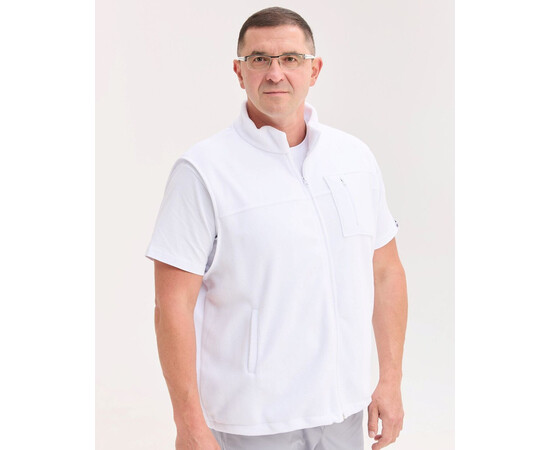 Зображення 2 Медична жилетка чоловіча флісова Говерла біла +SIZE р. 62-64, "БІЛИЙ ХАЛАТ" 600-324-881, Розмір: 62-64, Цвет: білий