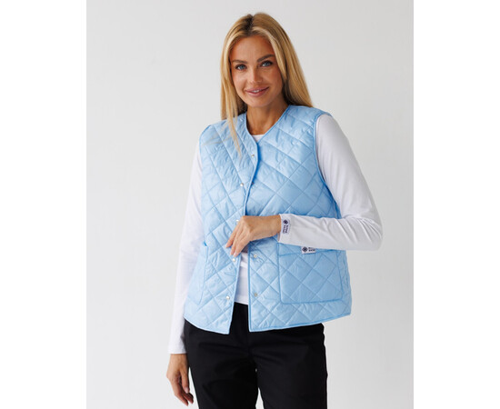 Изображение 2 Медицинская утепленная женская жилетка Осло голубая р. 40-42, "БЕЛЫЙ ХАЛАТ" 521-333-679, Размер: 40-42, Цвет: голубой