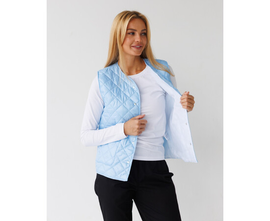 Изображение 3 Медицинская утепленная женская жилетка Осло голубая р. 60-62, "БЕЛЫЙ ХАЛАТ" 521-333-679, Размер: 60-62, Цвет: голубой
