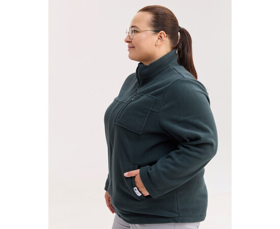 Зображення 2 Медична кофта жіноча флісова Фінляндія темно-зелена +SIZE р. 68, "БІЛИЙ ХАЛАТ" 608-430-881, Розмір: 68, Цвет: темно-зелений