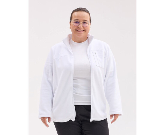 Зображення 2 Медична кофта жіноча флісова Фінляндія біла +SIZE р. 58, "БІЛИЙ ХАЛАТ" 608-324-881, Розмір: 58, Цвет: білий