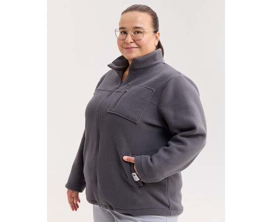 Зображення 2 Медична кофта жіноча флісова Фінляндія темно-сіра +SIZE р. 58, "БІЛИЙ ХАЛАТ" 608-525-881, Розмір: 58, Цвет: темно-сірий