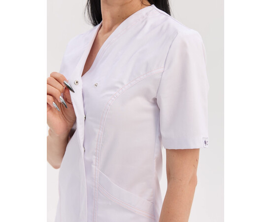 Зображення 4 Медичний костюм жіночий Остін білий peach р. 54, "БІЛИЙ ХАЛАТ" 583-324-679, Розмір: 54, Цвет: белый персиковый