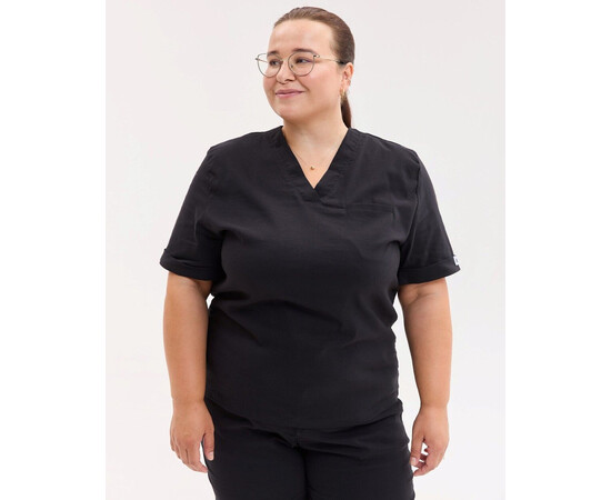 Зображення 3 Медичний хірургічний костюм жіночий Марсель чорний +SIZE р. 60, "БІЛИЙ ХАЛАТ" 499-321-708, Розмір: 60, Цвет: чорний
