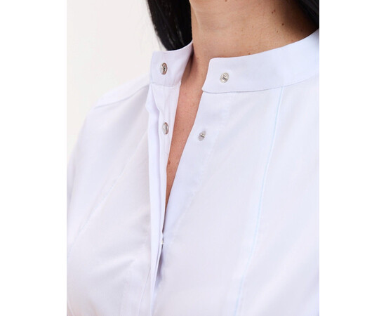 Изображение 4 Медицинский женский халат Валенсия белый с мятной прострочкой р. 46, "БЕЛЫЙ ХАЛАТ" 588-541-679, Размер: 46, Цвет: белый