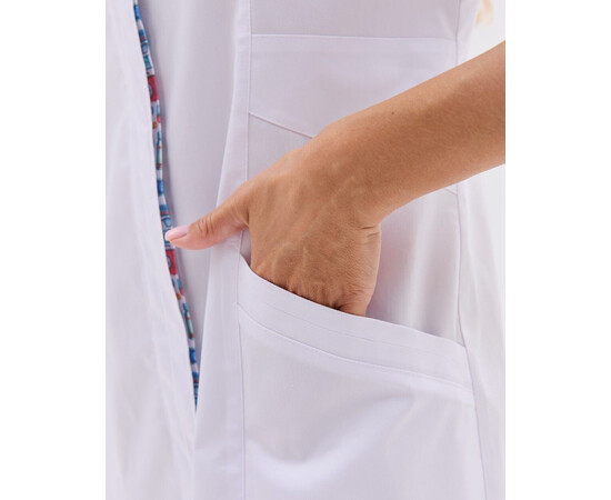 Зображення 5 Медичний халат жіночий Валенсія білий з принтованою вставкою Medical р. 46, "БІЛИЙ ХАЛАТ" 588-324-679, Розмір: 46, Цвет: білий