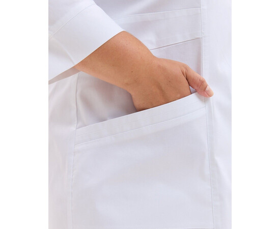 Зображення 6 Медичний халат жіночий Валенсія білий з принтованою вставкою Medical +SIZE р. 56, "БІЛИЙ ХАЛАТ" 594-539-679, Розмір: 56, Цвет: білий