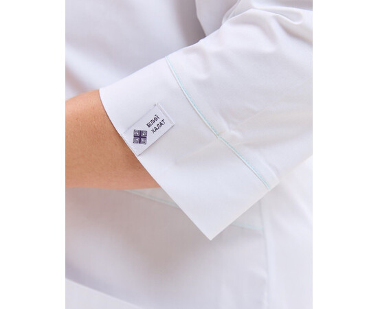 Зображення 5 Медичний халат жіночий Валенсія білий з м'ятною прострочкою +SIZE р. 64, "БІЛИЙ ХАЛАТ" 594-324-679, Розмір: 64, Цвет: білий