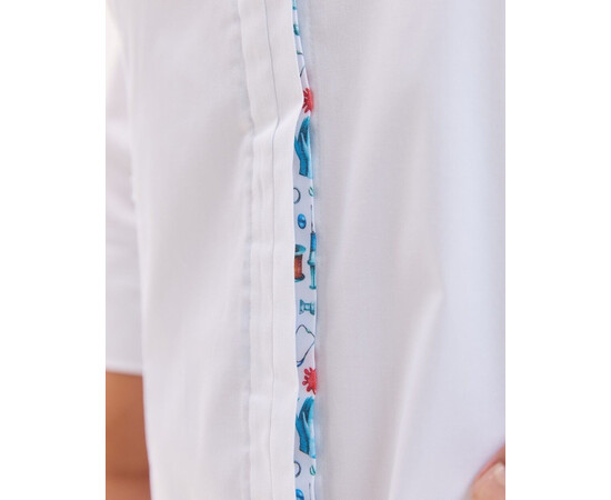 Зображення 4 Медичний халат жіночий Валенсія білий з принтованою вставкою Medical +SIZE р. 70, "БІЛИЙ ХАЛАТ" 594-539-679, Розмір: 70, Цвет: білий