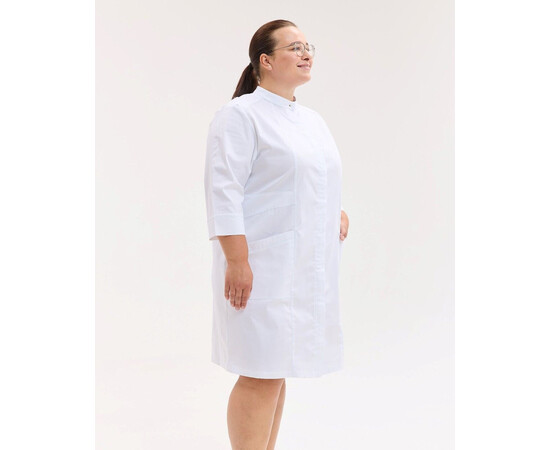 Зображення 2 Медичний халат жіночий Валенсія білий з м'ятною прострочкою +SIZE р. 66, "БІЛИЙ ХАЛАТ" 594-324-679, Розмір: 66, Цвет: білий