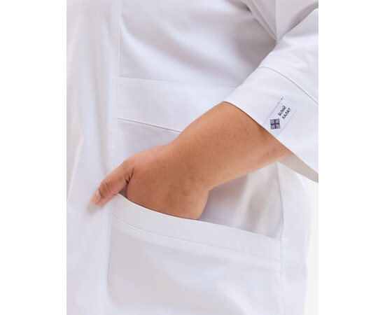 Зображення 5 Медичний халат жіночий Валенсія білий з принтованою вставкою Medical +SIZE р. 70, "БІЛИЙ ХАЛАТ" 594-539-679, Розмір: 70, Цвет: білий